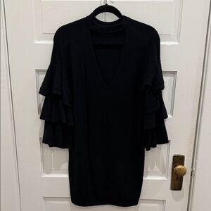 Black Ruffle Sleeve Dress